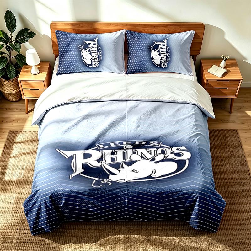 Leeds Rhinos (1) 3pc Set Suitable for Master Bedrooms Soft and Comfortable an Ideal Gift for Family and Friends Includes One Duvet Cover and Two Pillo