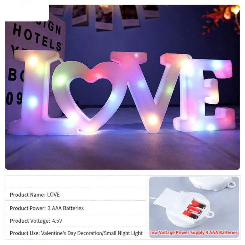 LED Illuminated LOVE Letter Sign Shatterproof PVC Glowing LOVE Letter Decoration for Wedding Valentine's Day Anniversary