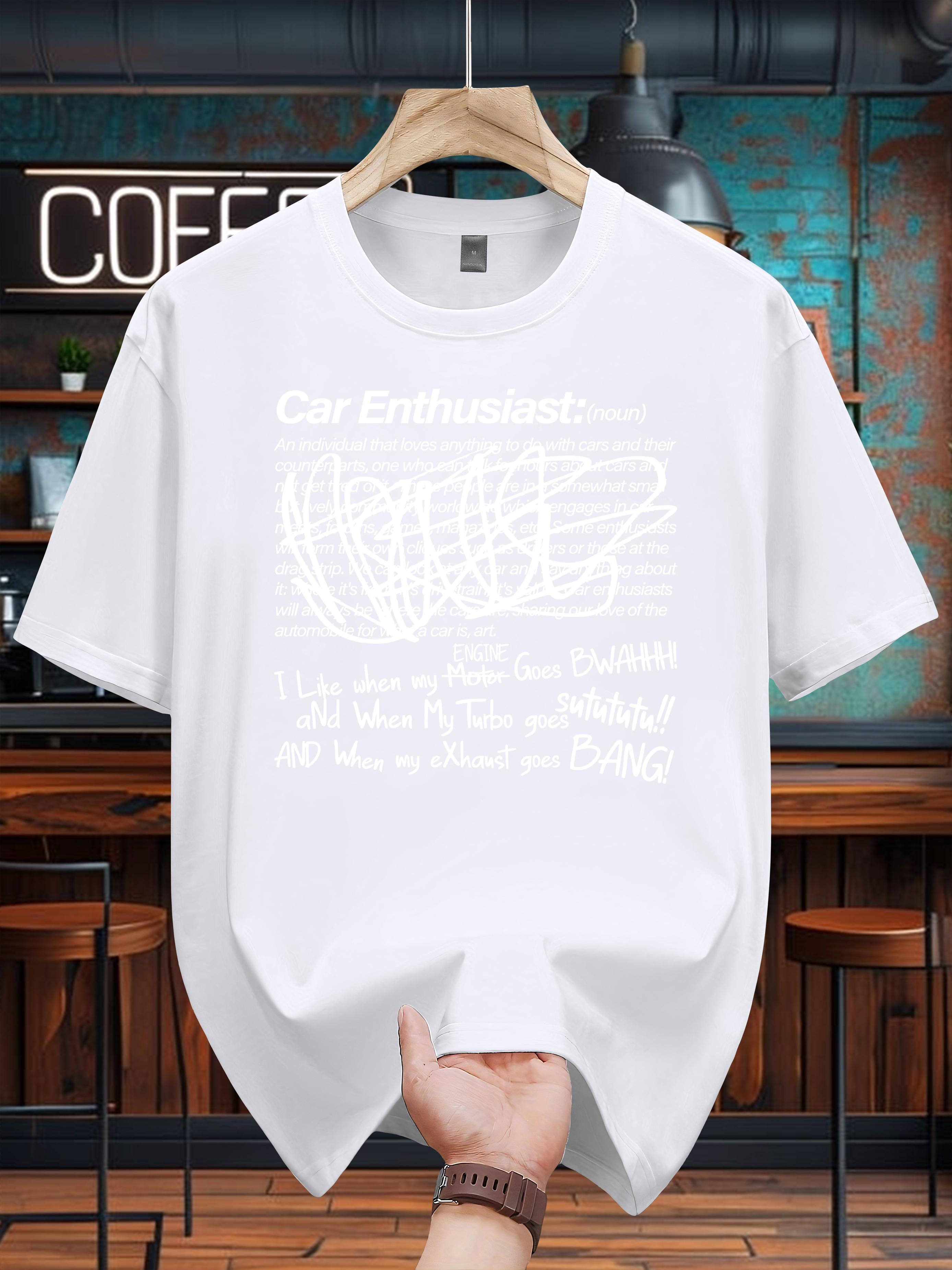 

200g 100% Cotton Car Enthusiast Graphic Print T-shirt - White Casual Short Sleeve Round Neck Summer Tee S