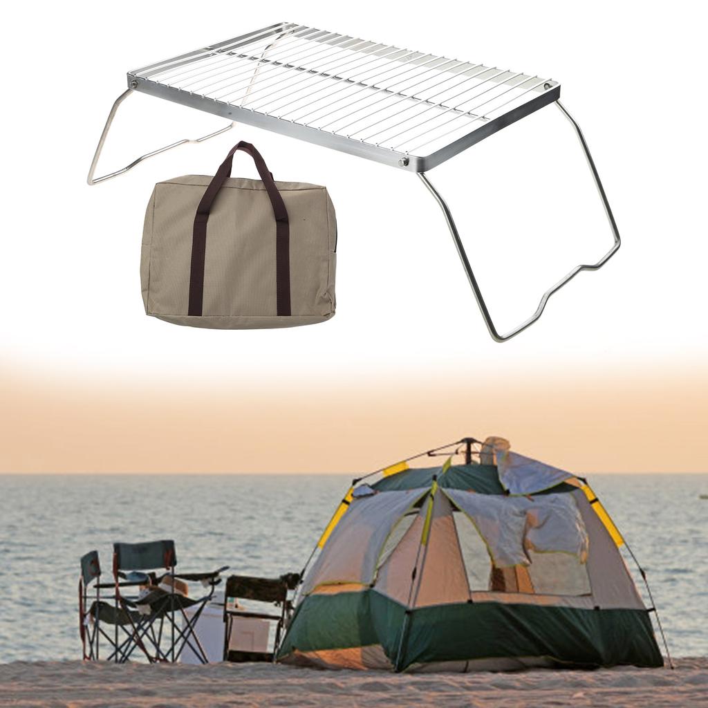 Foldable Camping Table Outdoor Folding Table Barbecue Table Steels Grilling Grate Table Cooking Grate Camping Table