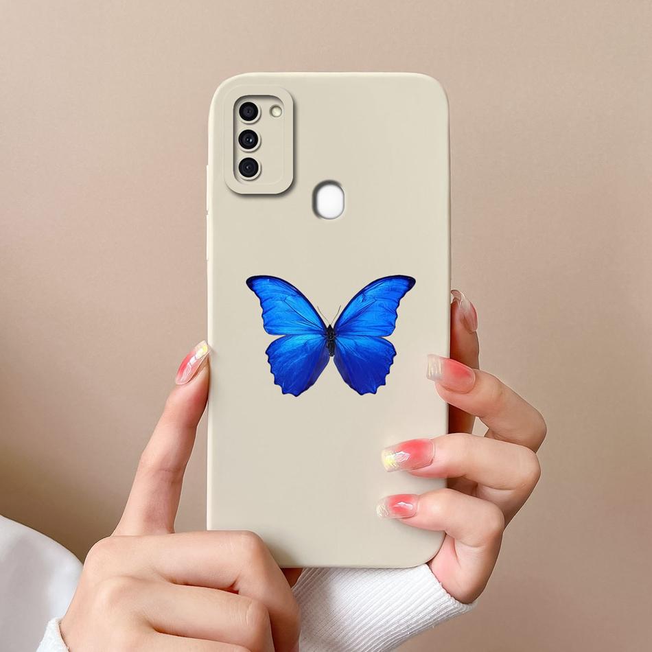 For Samsung A11 Phone Case Cute Butterfly Soft Liquid Silicone Camera Protection Back Cover For Galaxy A 11 Funda Capa Protector
