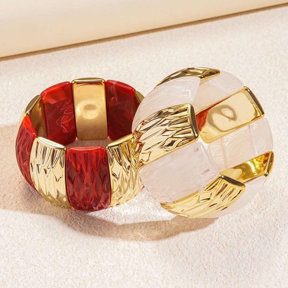 Bohemian Acrylic Bangle Smudging Retro Hand Ring Creative Irregular Wide Bracelet  Decoration