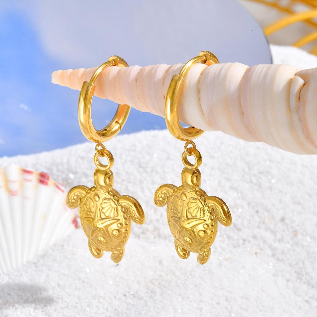 Starfish Drop Dangle Earring for Women, Gold Plated Stainless Steel Beach Sea Earrings, Waterproof Summer Ocean Jewelry