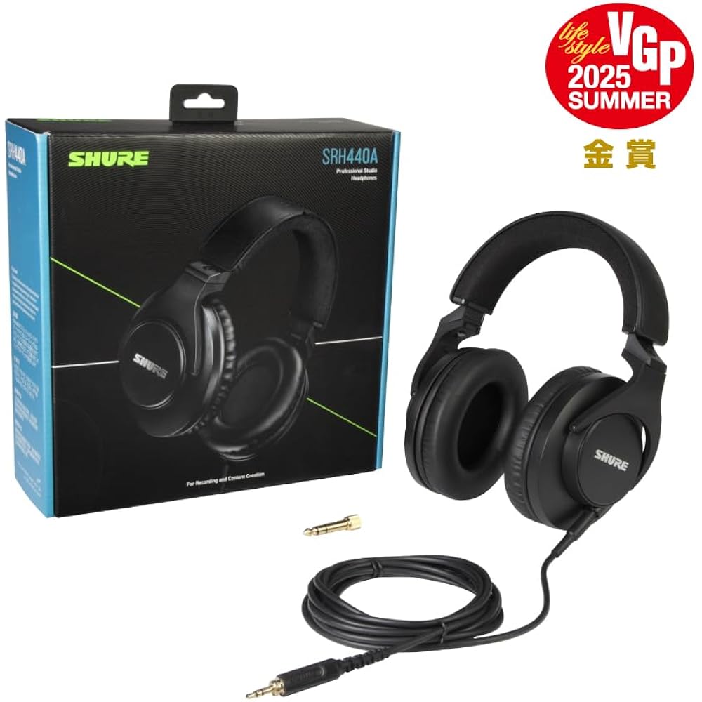 [VGP2025 Gold Award] SHURE Sure Professional Studio Headphones SRH440A-A Black: Wired Sealed Fold...