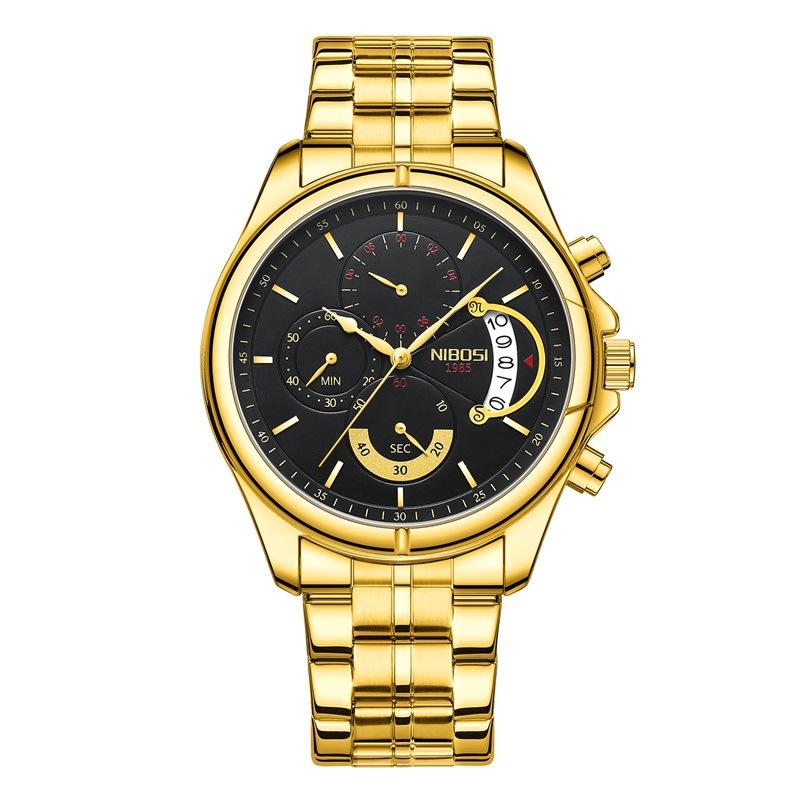 Fashion Brand Waterproof Business Watch, Stainless Steel With Three Eyes And Six Needles Watch Men'S Watch
