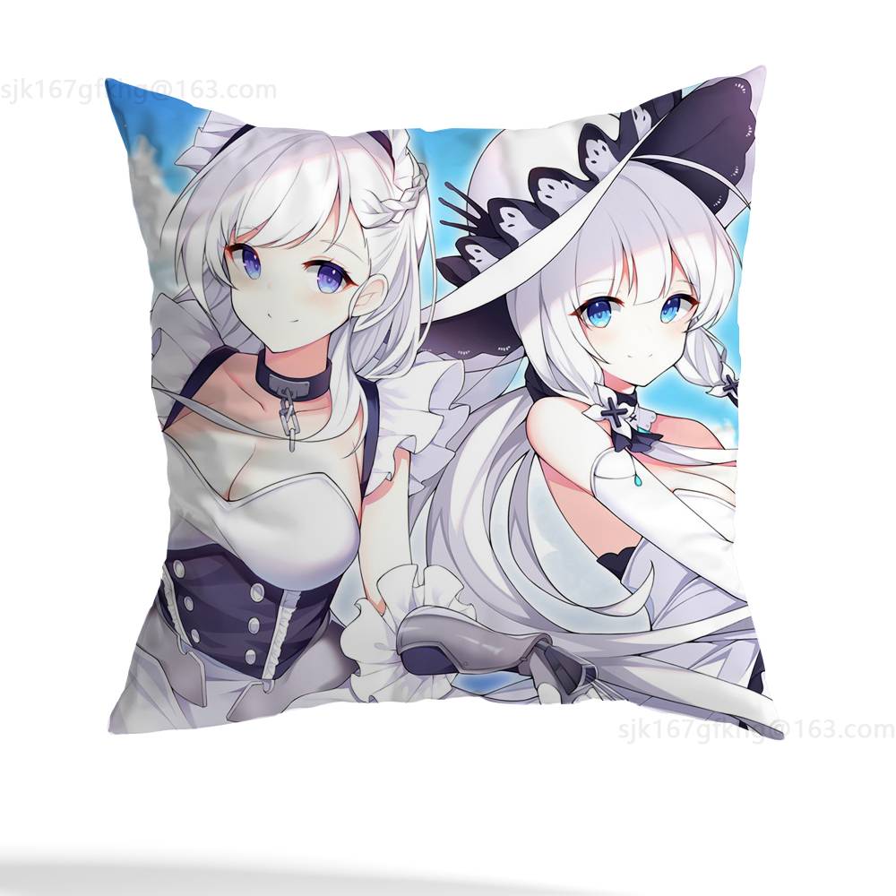 A-Atago Azur Lane Kissenbezug Quadratisch Beidseitig bedruckt Kurzplüsch Sofakissenbezug Schlafzimmer Nachttischkissen
