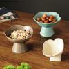 Flower Shape Ceramic Plate Refreshment Tray Tall Feet Dessert Cake Pan Fruit Tray Decorative Plate Dried Fruit Snack Plates Dish