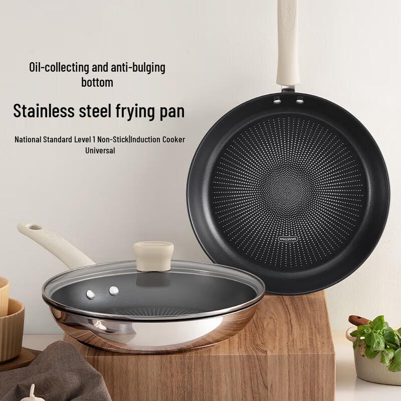 Supor 30cm 304 Stainless Steel Frying Pan with Lid & Accessories