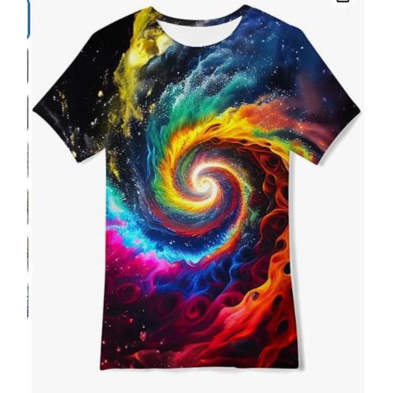 Summer Creative Graffiti Printed Round Neck Top 3D Printed Daily Loose Versatile Comfortable Short Sleeve T-shirt
