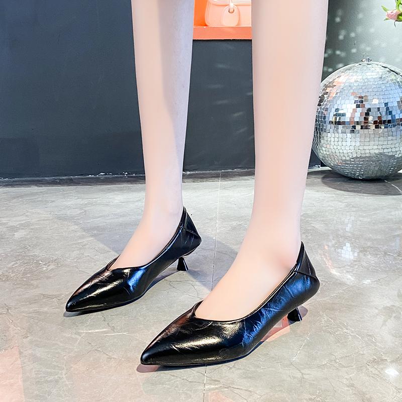 4cm Thin Heels Women Pumps Embossed Upper Classic Shoes Wedding Official Leisure Party Shoes Super Big Size 45 Plus Size