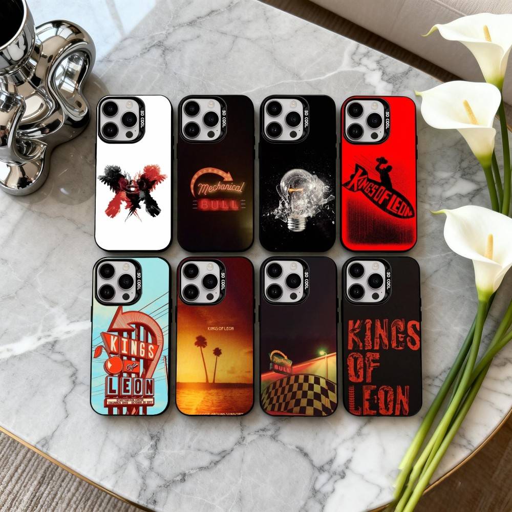 Electrifying K-Kings of Leon Band Phone Case For iPhone17,16,15,14,13,12,11 Plus,Pro Max Black Candy silver phone case