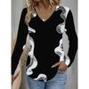 T-shirt da donna a maniche lunghe con stampa creativa, traspirante, morbida e confortevole, adatta per l'abbigliamento casual tutto l'anno