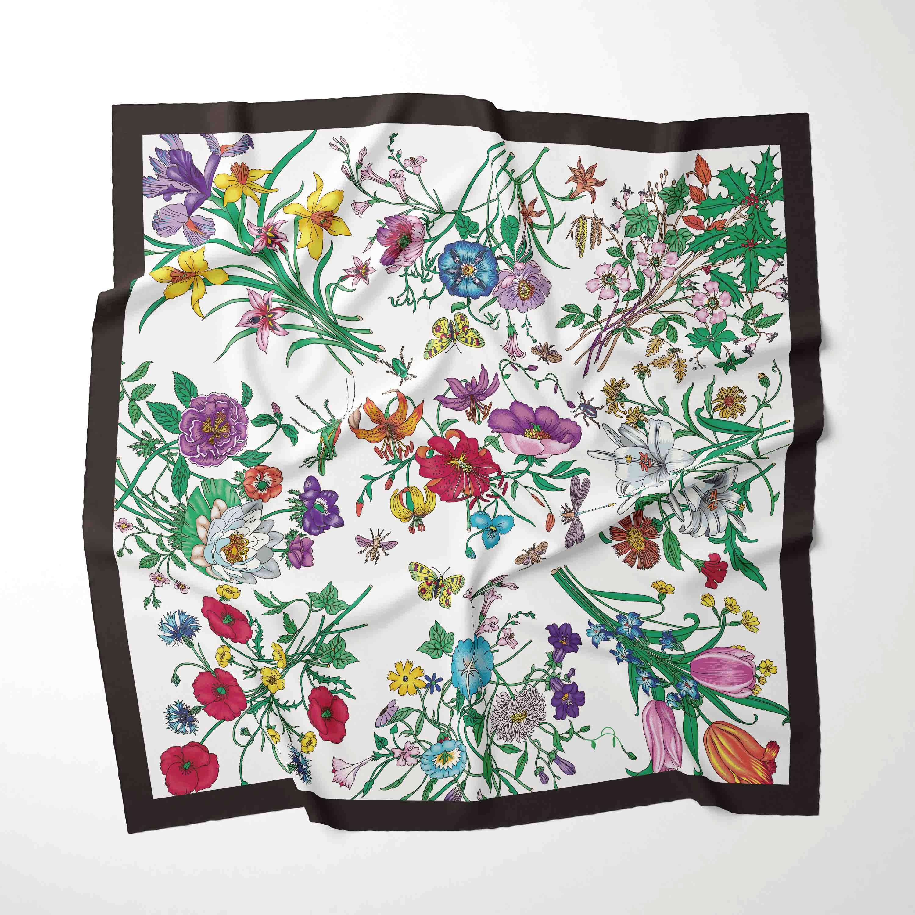 

70cm*70cm New Women Chiffon Scarfs Printed Design Fashion Kerchief Floral Foulard Square Bandana Hairband Lady Wraps and Shawl 70CM 27inch