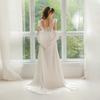 French light luxury bridal dress two-piece set, women's satin silver bow spaghetti strap long dress, loungewear 911+1111