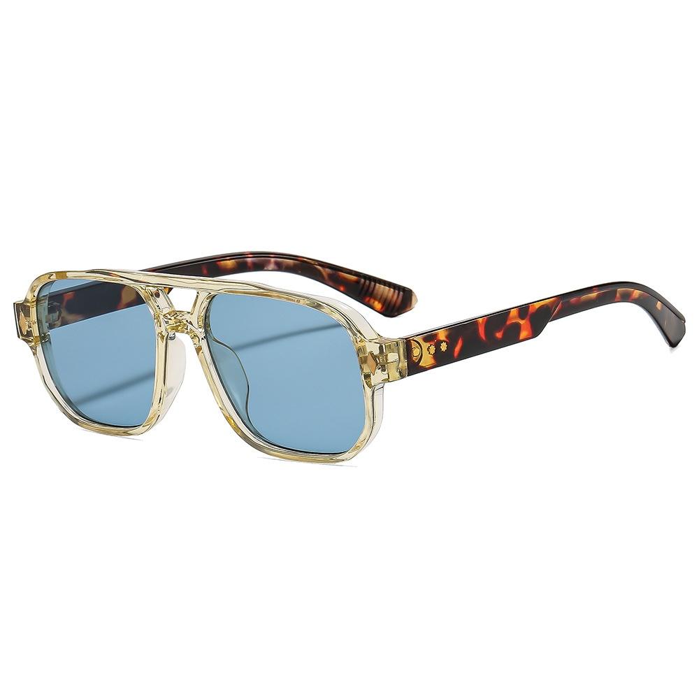 Retro Double Beam Square Women Sunglasses Luxury Brand Leopard Design UV400 Protection Trendy Unisex