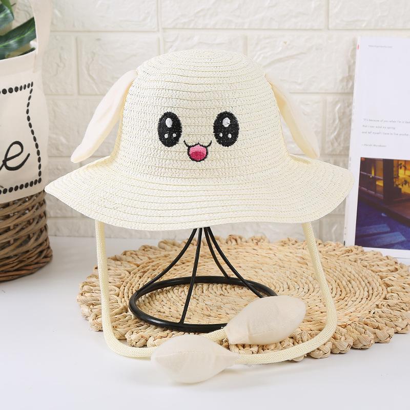 New Children's Sun Hat Summer Ear Moving Hat Airbag Rabbit Hat Sun Protection Straw Hat Tourist Attractions