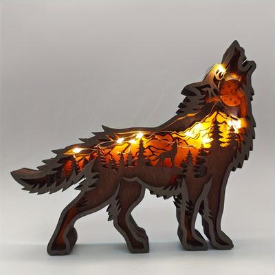 1 buc ornamente din lemn de mobilier, ornamente de lup sculptate în lemn, ornamente din lemn sculptate cu mai multe straturi