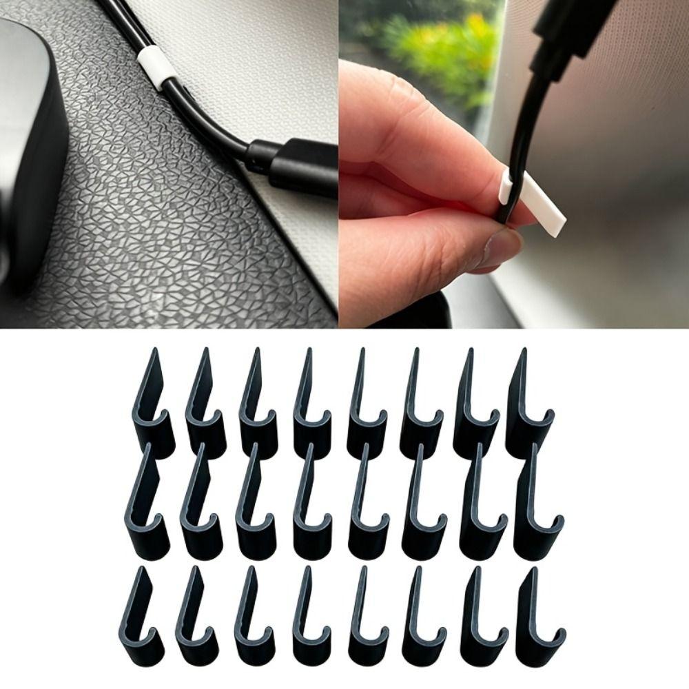 24Pcs Hook Shaped Car Dashboard Wire Clips Plastic Car Cable Clip Vehicle Accessories