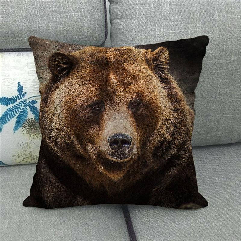 Wild Animals: Lions, Tigers Digital Printing Short Plush Pillow Covers For Car Sofa Office Cushion Cover Home Goods 60X60Cm