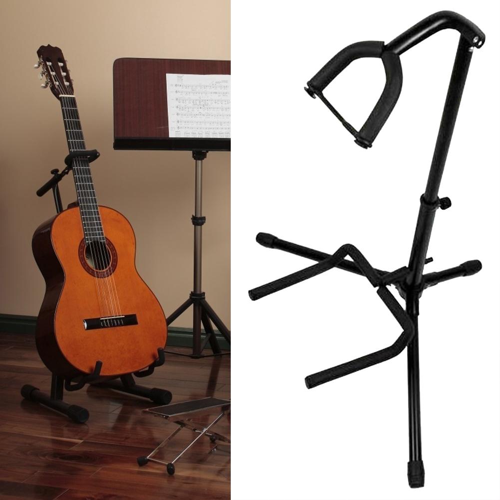 Kovový podlahový stojan na kytaru Skládací držák pro folkovou kytaru Přenosný stojan na loutnu a basu Stojan pro akustickou a elektrickou kytaru