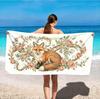 Cottagecore Fox Roses Beach Towel Vintage Floral Whimsical Forest Fox Rose Vines Design Towel Boho Summer Pool Towel for Beach
