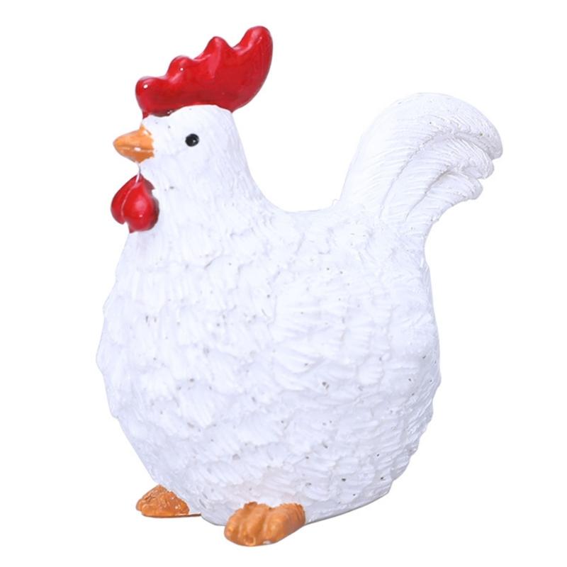 2PCS Miniature Chicken And Resin Figurines Ornaments For Farmhouse Decoration Or Home Office Mini Animal Figures