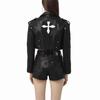 Cool and Hot Girl Motorcycle Leather Jacket Women's Fashionable Autumn New Style Slim Short Street Pu Leather Jacket