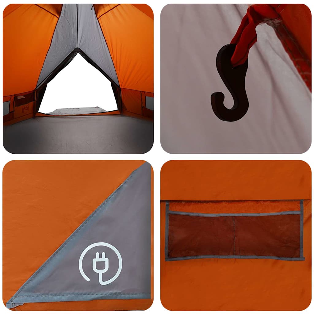 Teepee Tent for 6 Persons Gray and Orange 431 x 366 x 185 cm