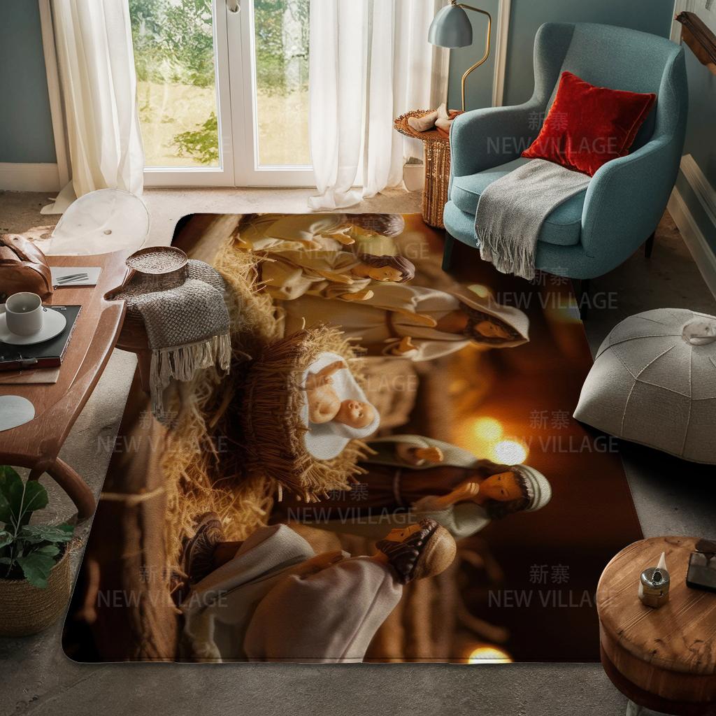 House Entrance Carpet Home Door Mat Living Room Bath Foot Bathroom Non-slip Water Absorption Rugs Bath Merry Christmas Winter