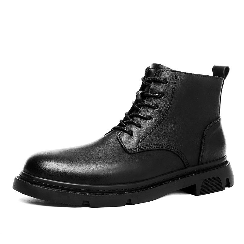 Tooling Boots Men's High-top British Style Men's Shoes Crocodile Pattern Season New Middle-top Velvet Thermal Cotton Martin Boots Shoes Men's