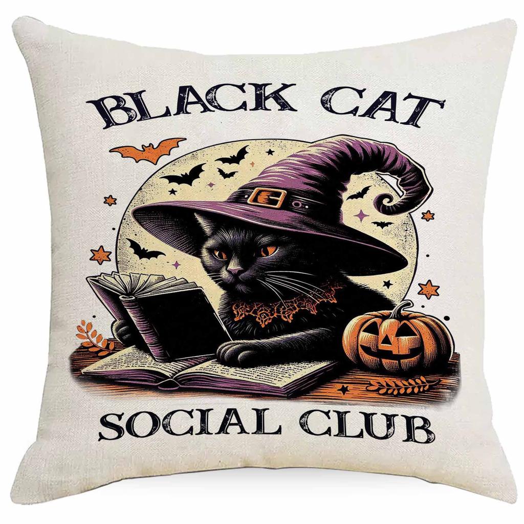 Nytt Halloween Häxlinje Kuddfodral Hem Vardagsrum Kontor Soffa Bilbarnstol