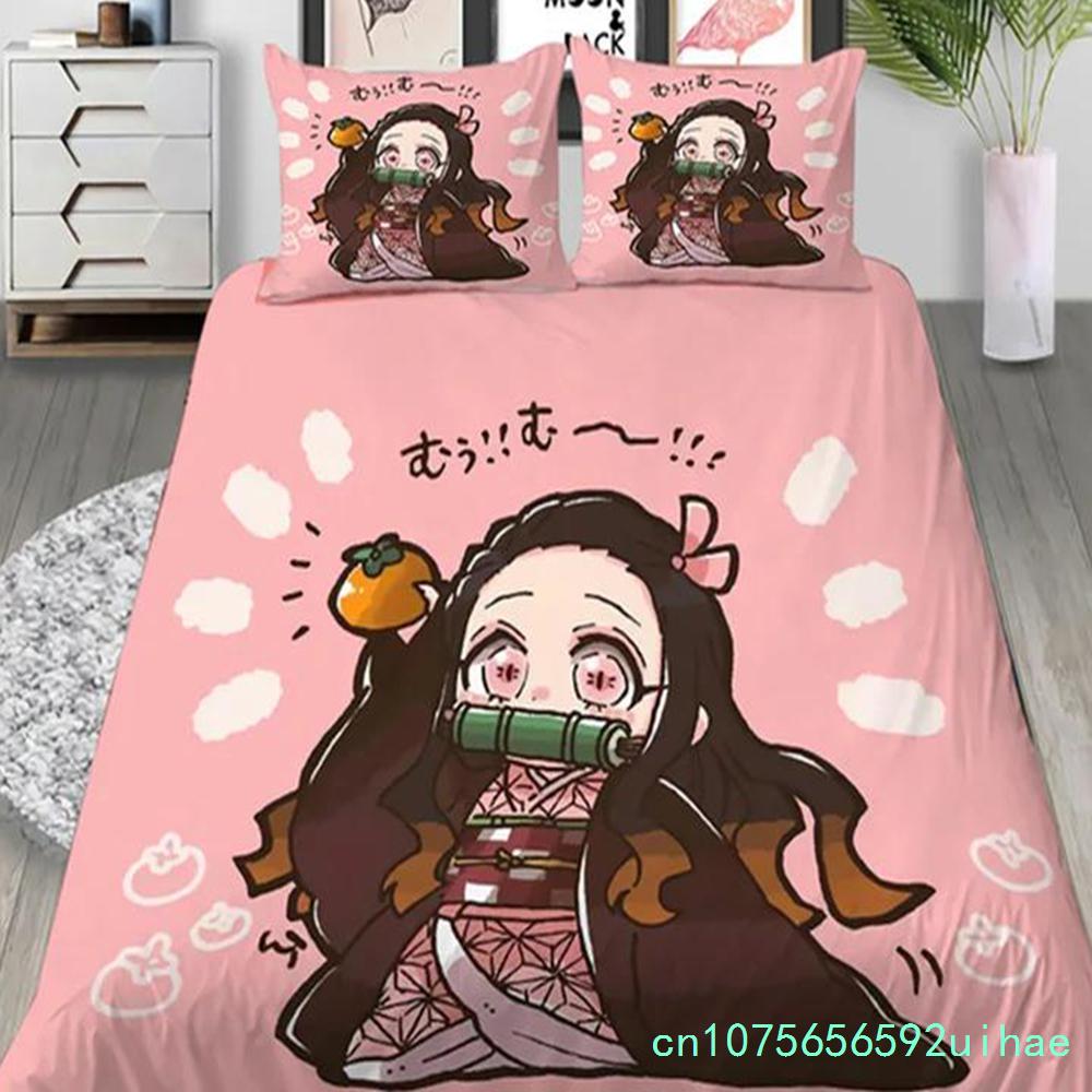 Anime Demon Slayer 3D Printed Duvet Case Pillowcase Bedding Set Twin Full Queen Size For Bedroom Decor