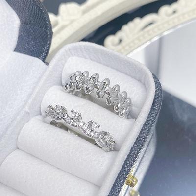 Čipka Čipka Diamant Zirkón Svetlý Luxusný Otvorený Prsteň Vysoký Vkus Skladanie Nosenie Temperament Jednoduchý Prsteň Niche Dizajn Prsteň Ženy