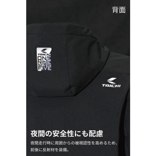 RS TAICHI Bike Wear Riding Jacket Autumn/Winter Windproof Cold Protection Built-in CE Protector Stretch Soft Shell Hoodie RSJ732 BLACK/WHITE L