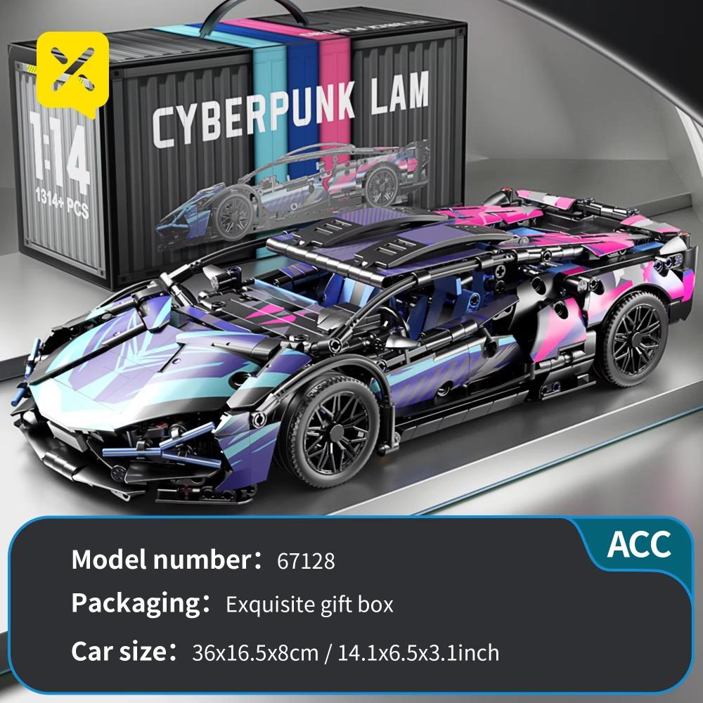 1314PCS Sada stavebních bloků rychlostních aut Dospělí Technologie Sestavení modelu Nastavení Superauta Kostky Puzzle Hračky Chlapci Dárek do auta se světlem