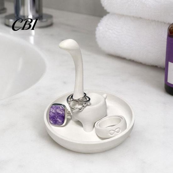 Elegant Jewelry Storage Solution 3D Printed Creative Finger-Shaped Tray, Minimalist Ring & Necklace Holder Durable Box with Partitioned Storage, Matte