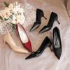 Buty Skórzane 2025 Lato Nowy Styl Damskie Czółenka Seksowne Wysokie Obcasy Płytki Dekolt Szpiczasty Czubek Buty na Imprezę Damskie Obcasy Moda