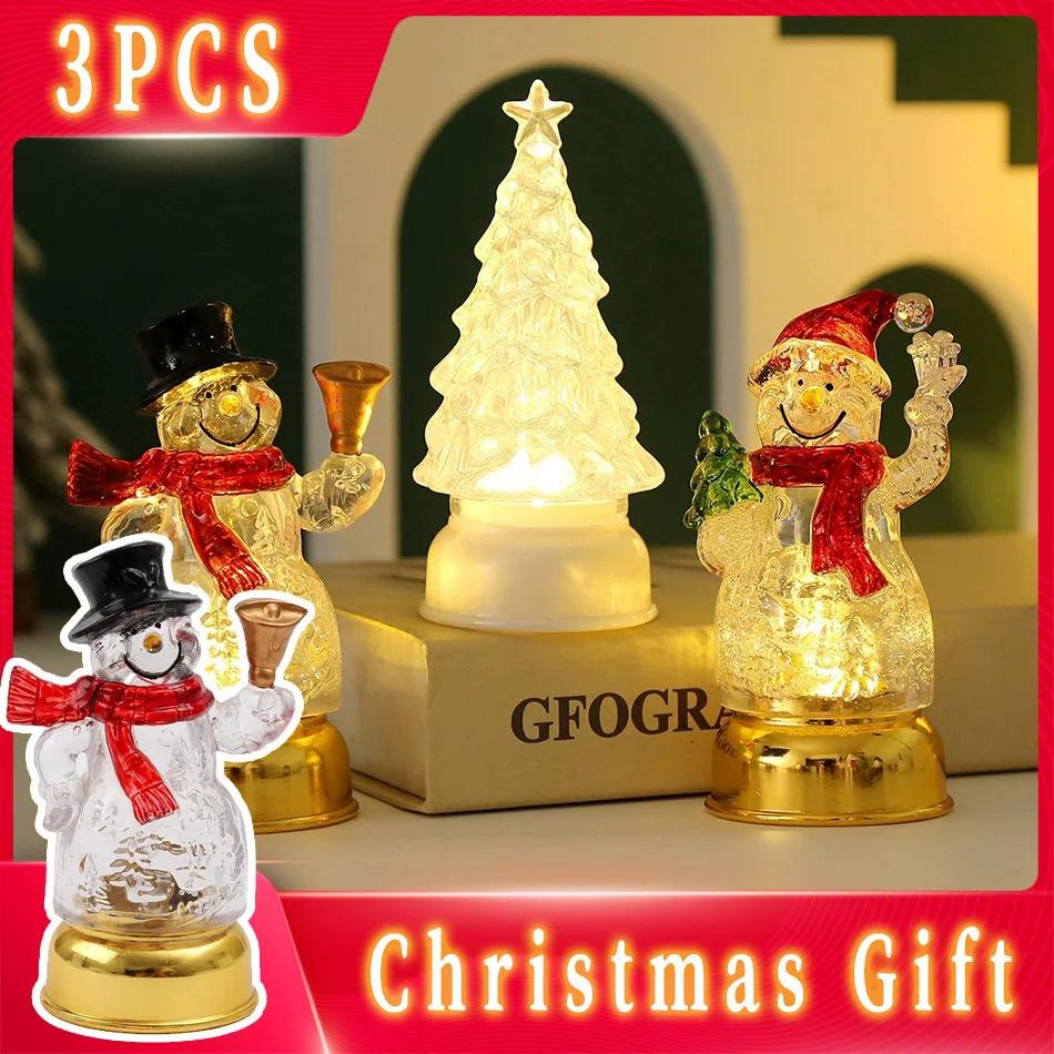Crystal Christmas Tree Light Warm Colorful Battery Night Light Star Bedroom Christmas Table Decoration Candle Light Gift