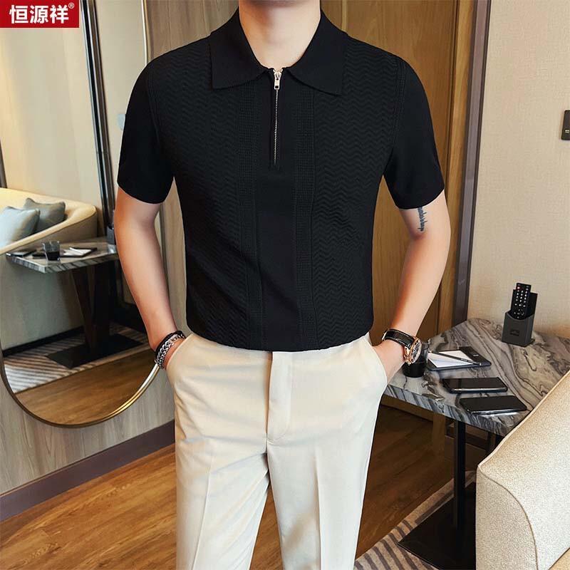 

Hengyuanxiang Men s Business Casual Knitted Polo Shirt 2XL