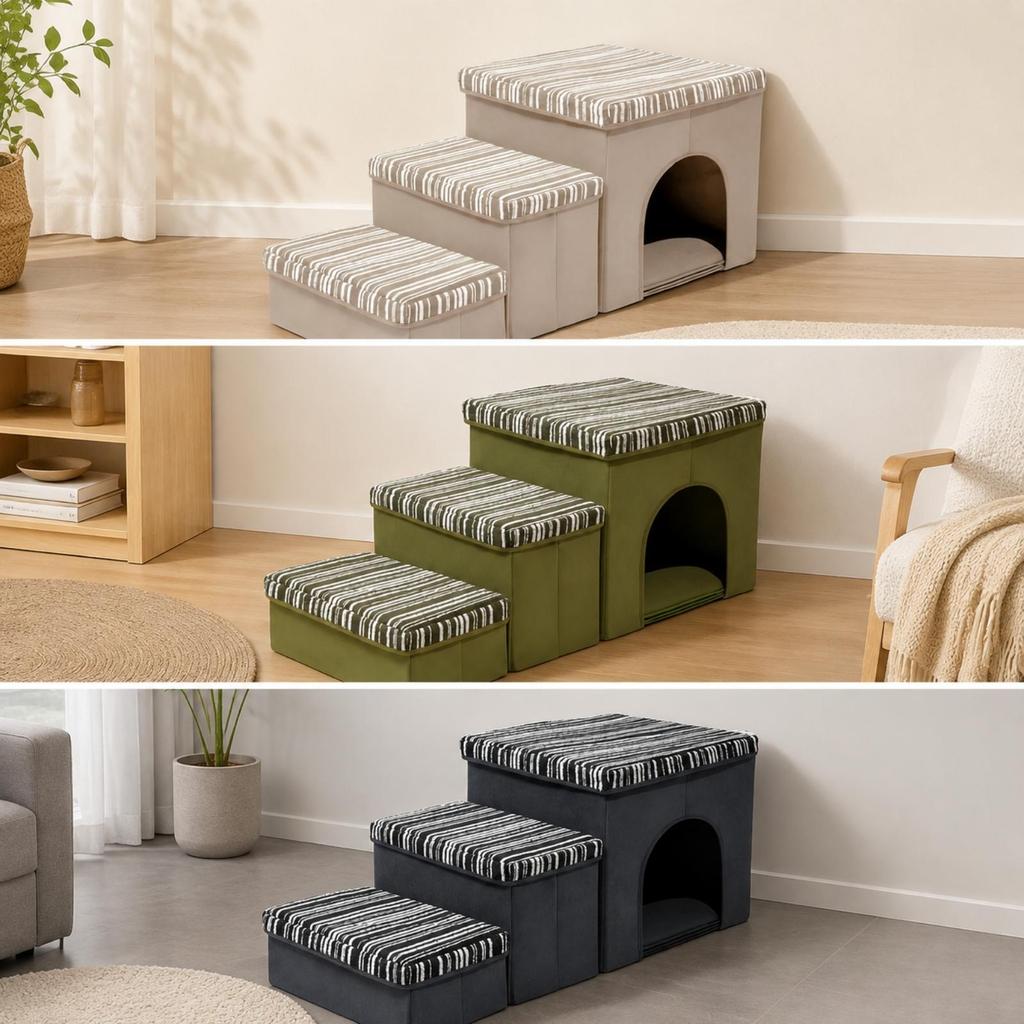 Modular Pet Staircase with Storage Easy Assembly Stair Hideaway Den
