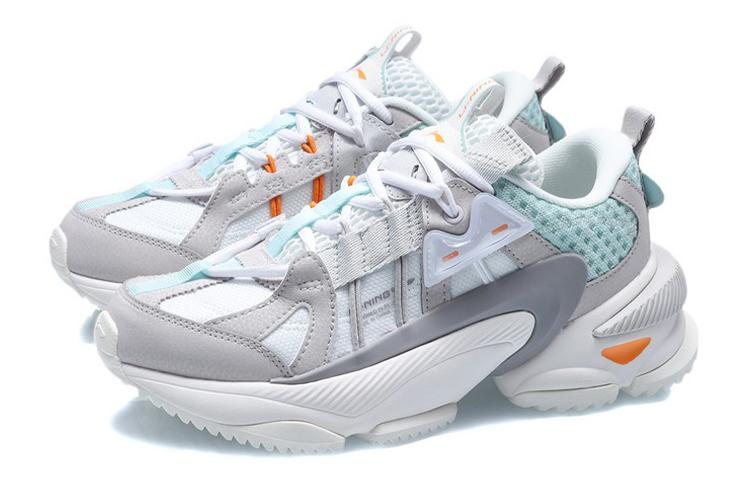 Li Ning Nebula M1 Textile, Synthetic Leather Cushioning Low Top Sports Casual Shoes Women's White Gray AGCQ244-1