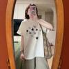 American white star short-sleeved t-shirt female summer student loose design sense niche unique huge good-looking half-sleeved top