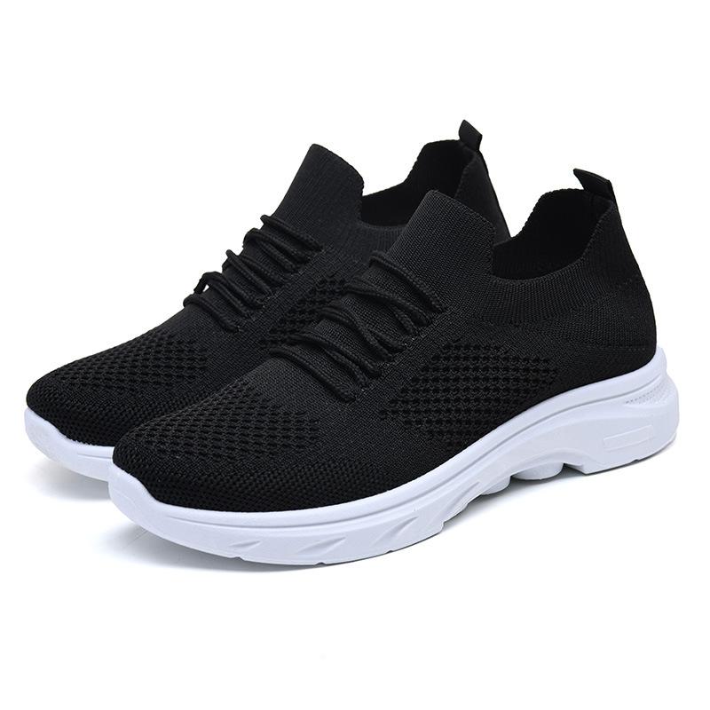 

Модная обувь Женские кроссовки Дышащие вязаные Платформа Легкие Повседневные Беговые кроссовки Удобная Мягкая подошва Слипоны Спортивная обувь 36 чёрный