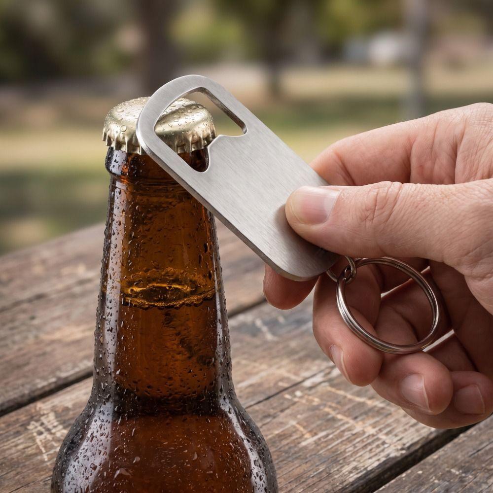 Stainless Steel Beer Bottle Opener Simple Key Chain Pendant Portable Bottle Opener  Gift