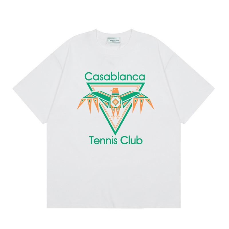 T-shirt Imprimé Casablanca Hommes Femmes Coupe Ample Manches Courtes Haut Décontracté