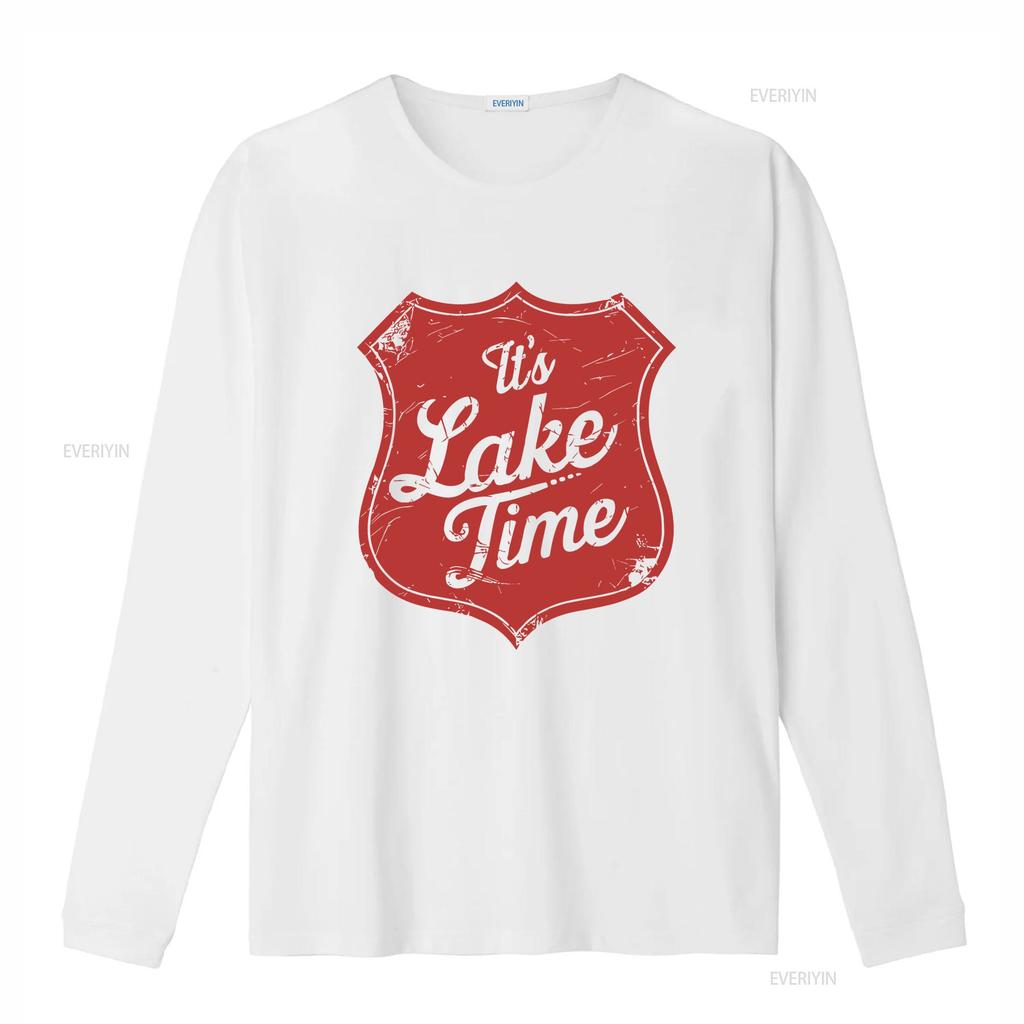 Its Lake Time Retro Shield T Shirt Vintage Style Summer Vacation vintage Washed Top For Everyday Wear Casual Versatile fashion