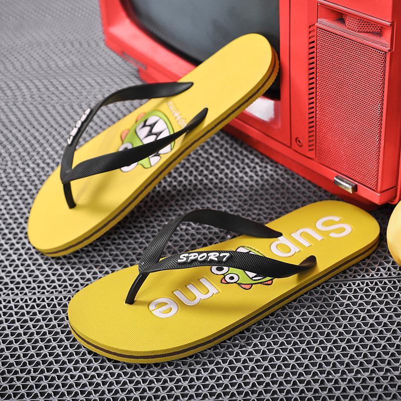 Fashion Cartoon Men Slippers Summer Men Flip Flops Quality Beach Slippers Non-slip Indoor Bathroom Slides Rubber Sole Zapatos Hombre