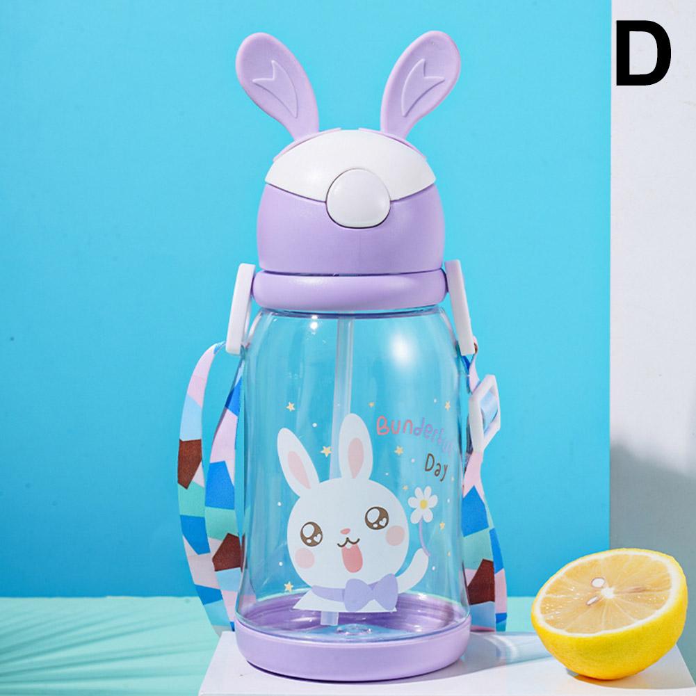 

500 мл Детский поильник для воды Милые мультяшные детские чашки с соломинками Непротекаемые бутылки для воды для девочек Уличная детская чашка Принадлежности фиолетовый