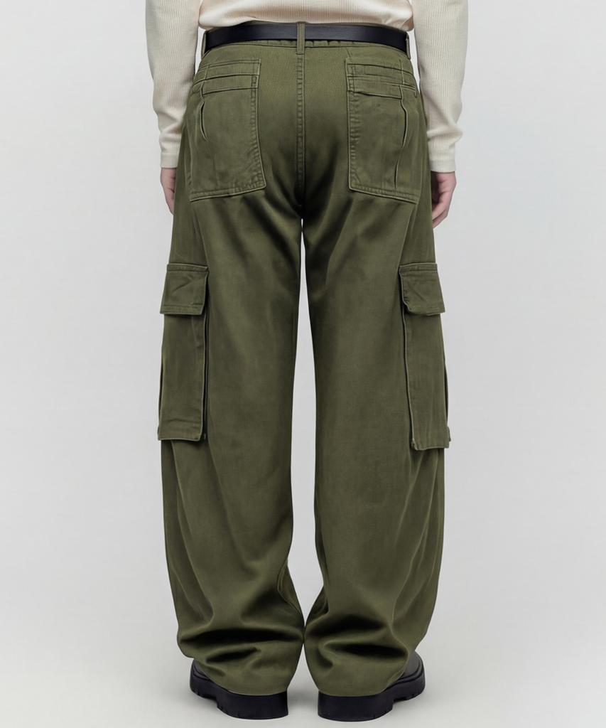 Dideobeulyueseui Cargo Wide Balloon Pants (Khaki)