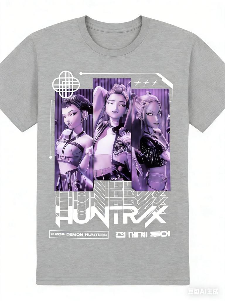 KPop Demon Hunters Huntrix Trio Tonal T-Shirt Summer Men's and Women's Clothing Hip-hop High Quality Short Sleeved Y2K T-shirt